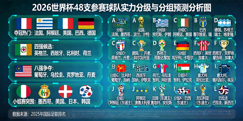 2026世界杯48支参赛球队实力分级与分组预测分析图