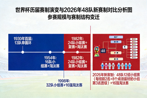 世界杯历届赛制演变与2026年48队新赛制对比分析图